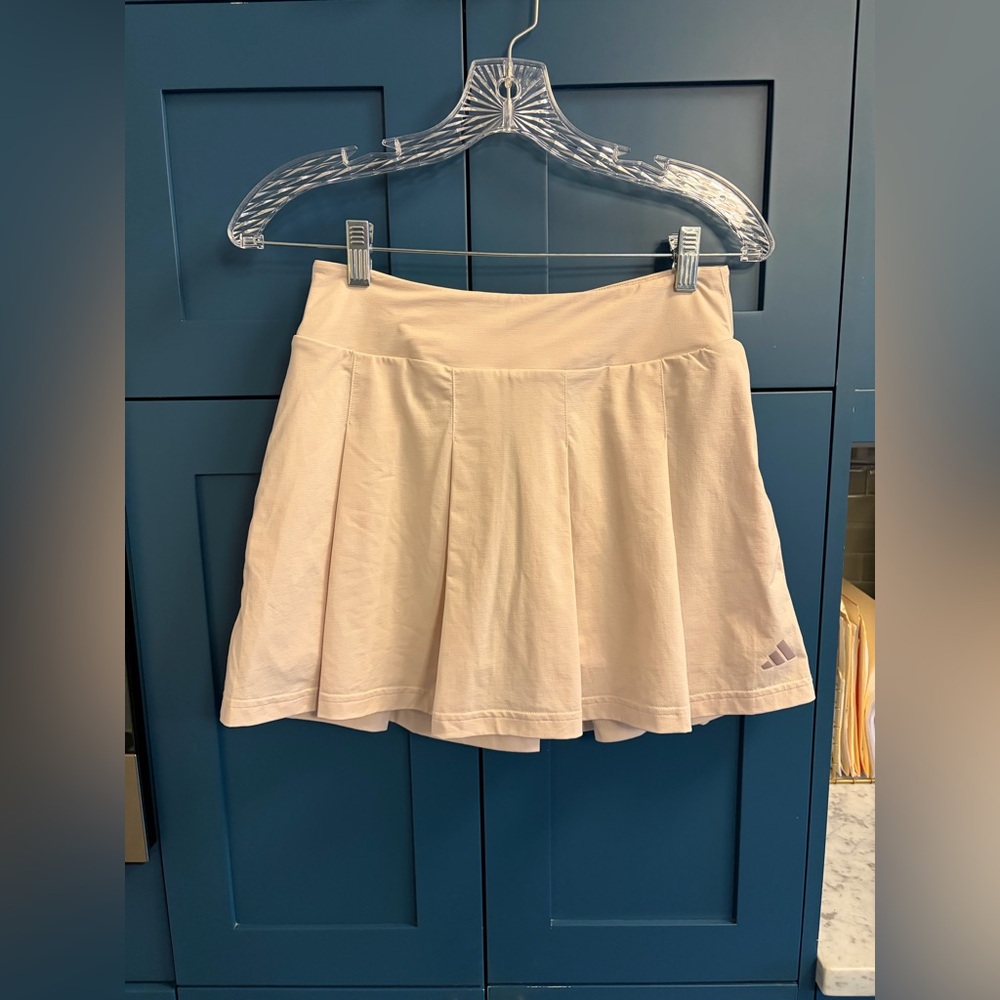 Adidas Light Pink Womens XS Tennis Pickleball Skort Skirt 3 Zip Pockets Pleats